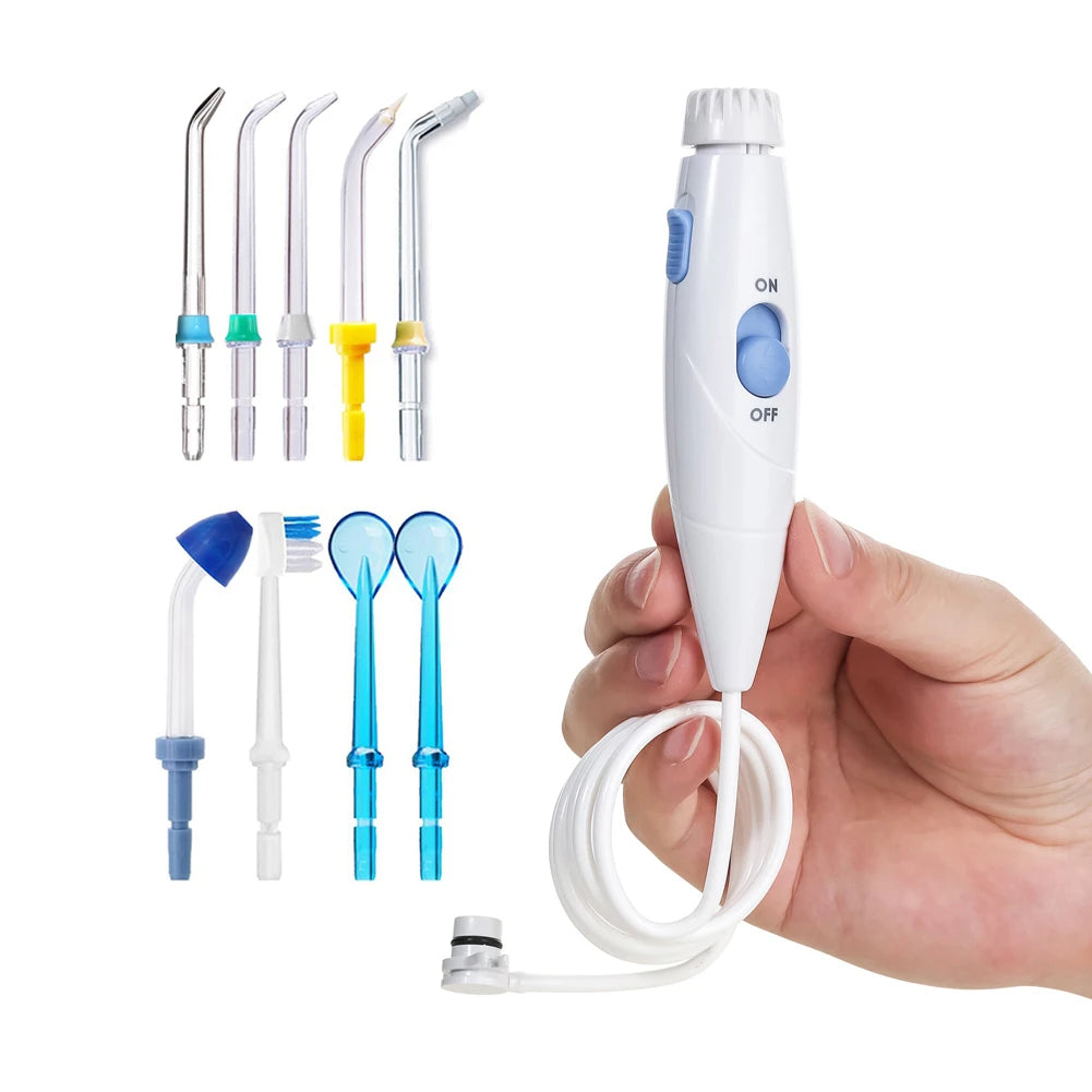 Dental Oral Irrigator Tube Hose Handle Push Slide Switch Waterpik WP-100 WP-660 WP-900 Water Flosser Tube Jet Nozzle Tips Set