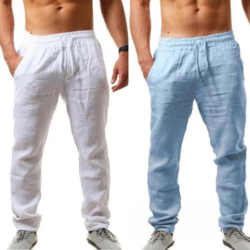 2024 New Men's Cotton Linen Pants Male Autumn New Breathable Solid Color Linen Trousers Fitness Streetwear S-3XL Jogging pants