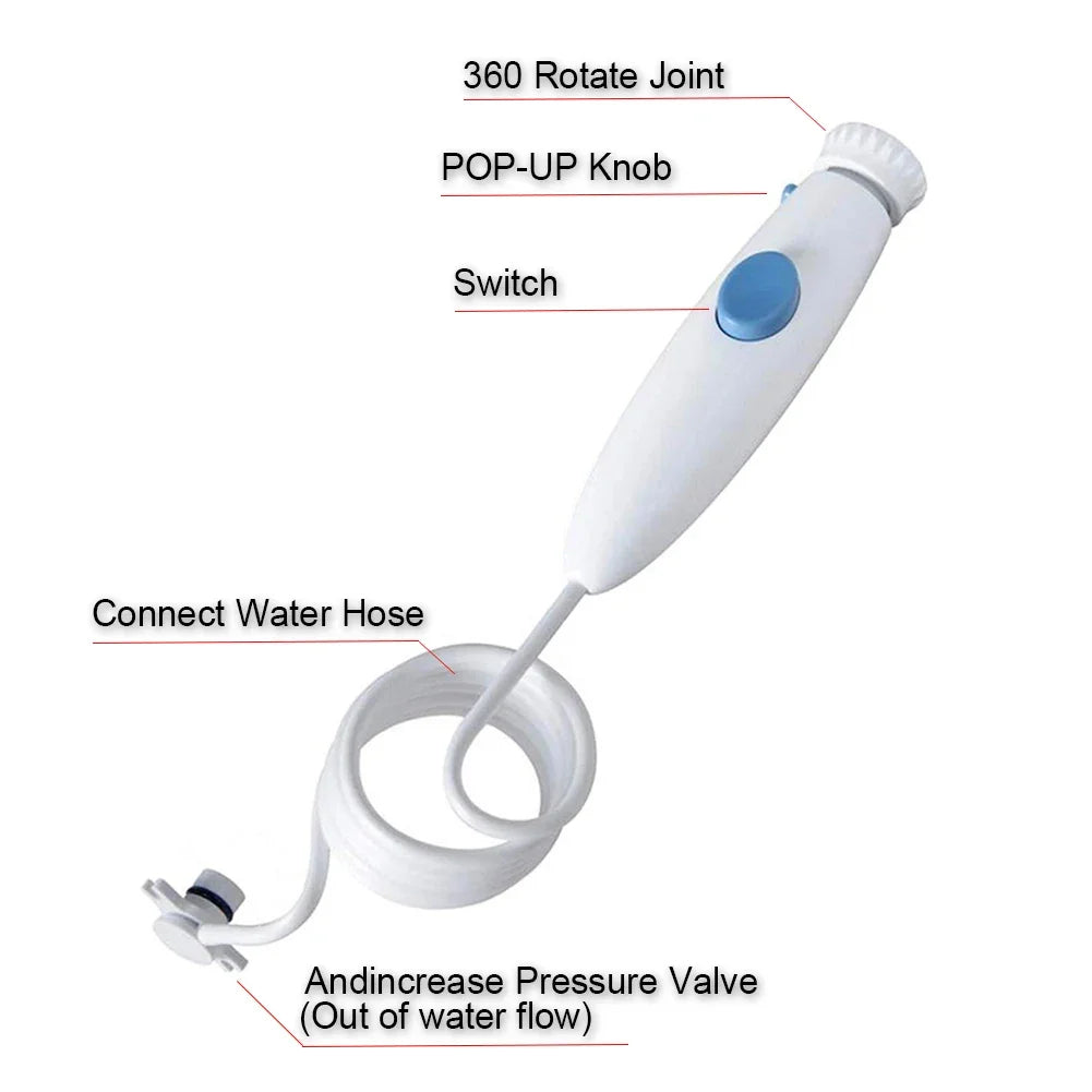 Dental Oral Irrigator Tube Hose Handle Push Slide Switch Waterpik WP-100 WP-660 WP-900 Water Flosser Tube Jet Nozzle Tips Set