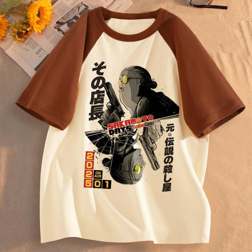 Sakamoto Days t-shirt girl University Pastel 80s Gothic Punk Trendy t-shirt Grunge Colorful anime Graphic Digital Trendy
