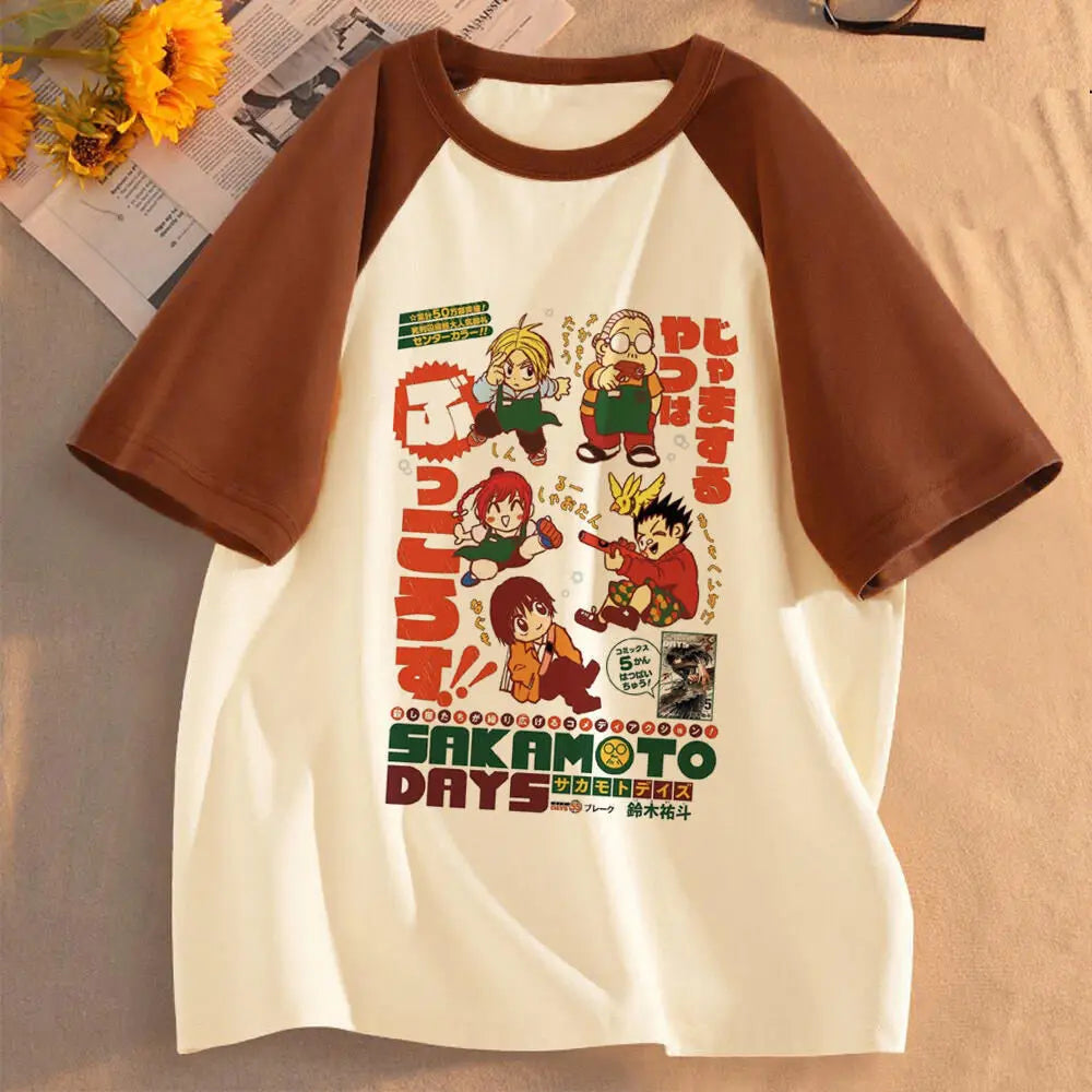 Sakamoto Days t-shirt girl University Pastel 80s Gothic Punk Trendy t-shirt Grunge Colorful anime Graphic Digital Trendy