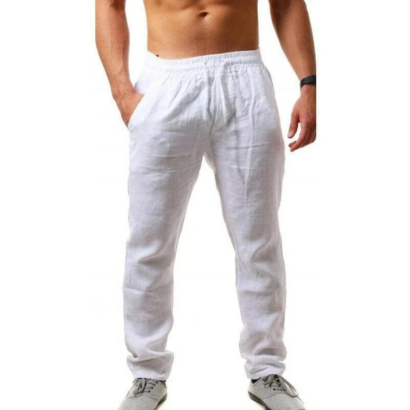 2024 New Men's Cotton Linen Pants Male Autumn New Breathable Solid Color Linen Trousers Fitness Streetwear S-3XL Jogging pants
