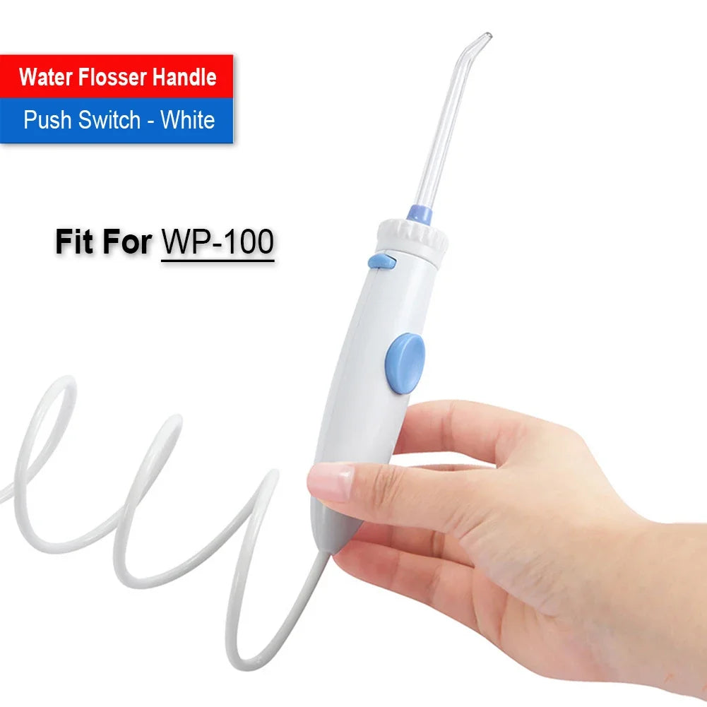 Dental Oral Irrigator Tube Hose Handle Push Slide Switch Waterpik WP-100 WP-660 WP-900 Water Flosser Tube Jet Nozzle Tips Set