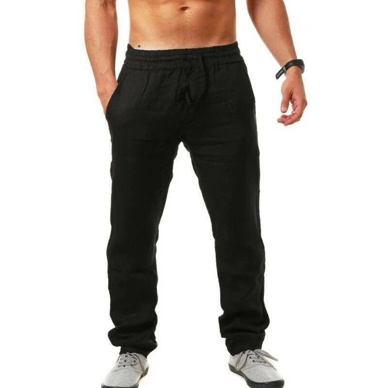 2024 New Men's Cotton Linen Pants Male Autumn New Breathable Solid Color Linen Trousers Fitness Streetwear S-3XL Jogging pants