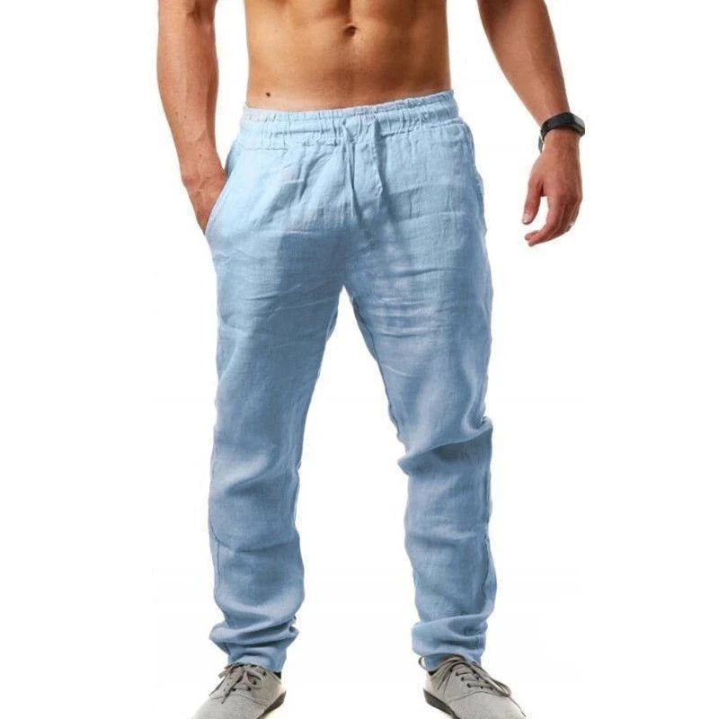 2024 New Men's Cotton Linen Pants Male Autumn New Breathable Solid Color Linen Trousers Fitness Streetwear S-3XL Jogging pants