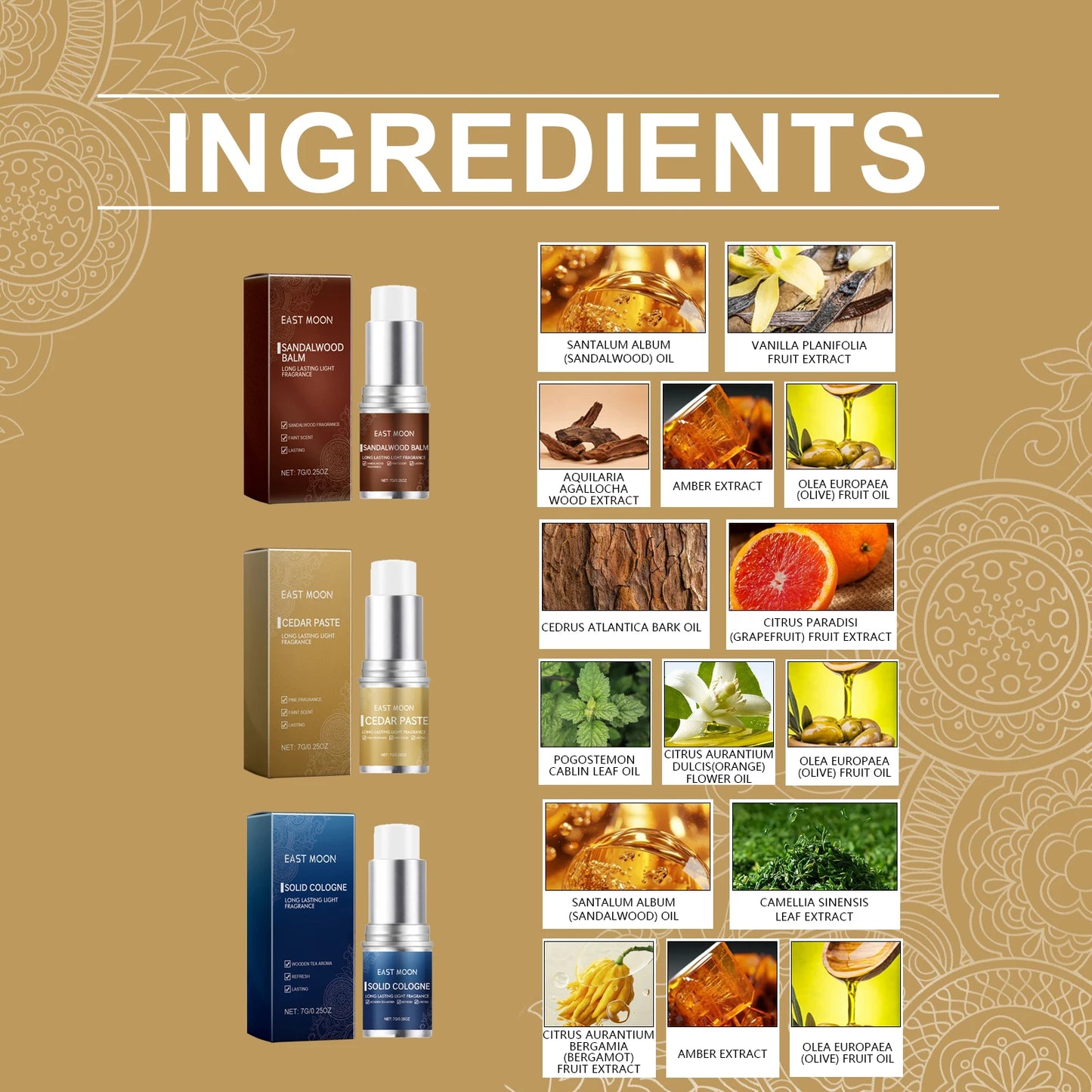 3Scents Men's Solid Cologne Lasting Fresh Cologne Pheromones Fragrance Men Deodorant Portable Woody Scent Solid Fragrance Balm